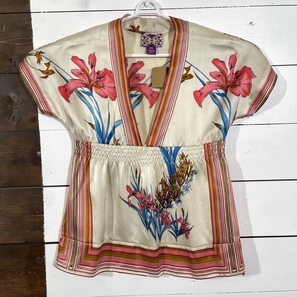 Yuma Kim Multi Color Silk Kimono Blouse